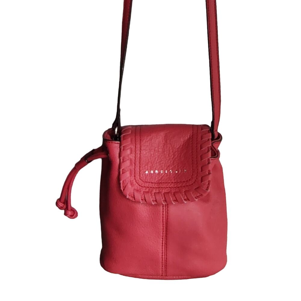 Sanctuary - Mini Coachella Red Pomegranate Genuine Leather Cinch Crossbody Purse